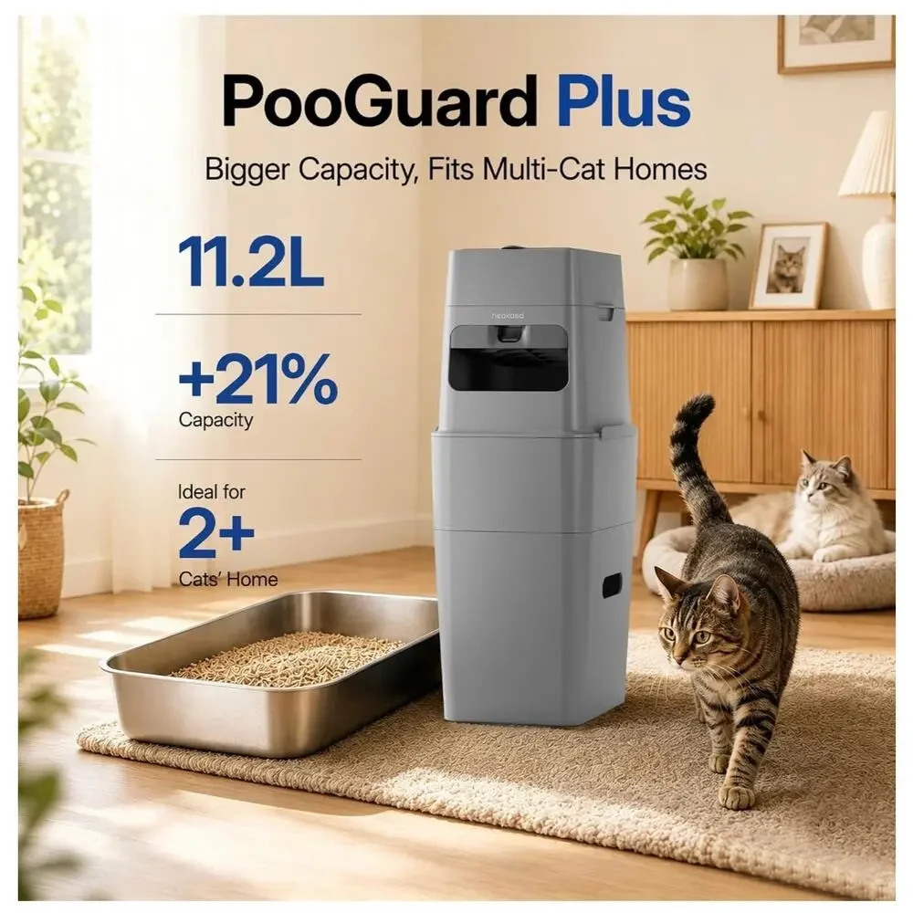 Neakasa PooGuard Plus Cat Litter Trash Can 11.2L Gray 1 Year EVOH Bags